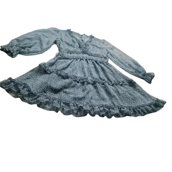 Womens Spring Summer Deep V Neck Ruffle Long Sleeve Floral Print Mini Dress Sz S - Picture 3 of 12